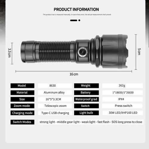 Exteriores Para Linterna Láser 30w Usb Led Zoom