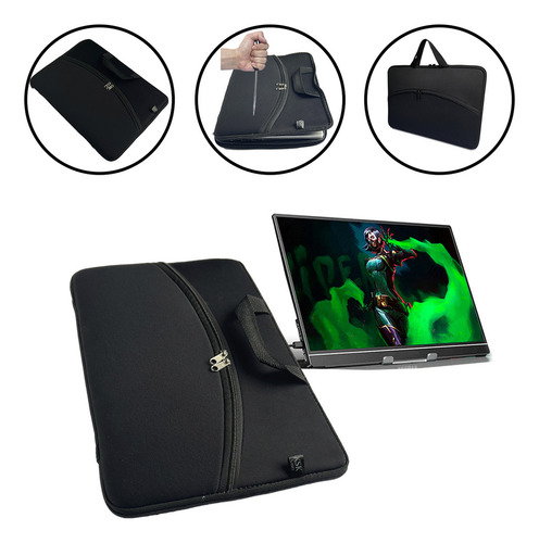 Capa Case Protetora Lado Rígido Tela Monitor Portátil - 24 Cor Preto