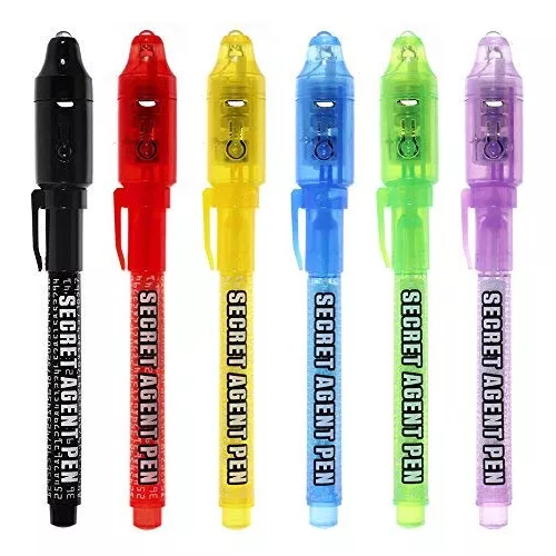 Bolígrafo de tinta invisible, 5 unidades, bolígrafo espía, con luz UV,  recuerdos
