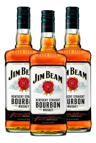 Kit 3 Whiskys Jim Beam White Bourbon 1000 Ml