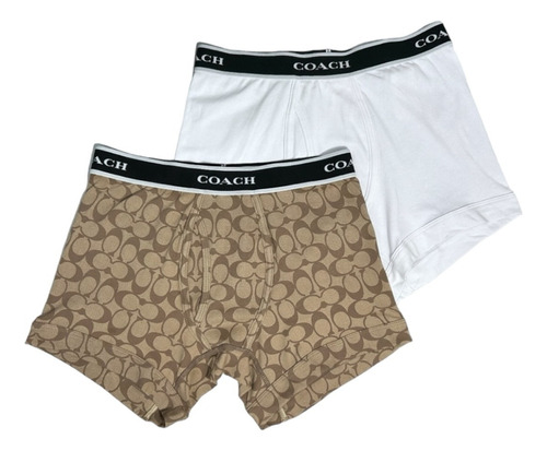 Boxer Brief Coach Cotton 2 Pack Cafe-blanco 100% Original 