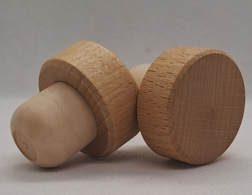 Tapon De Madera Con Corcho Sintetico Para Botella 20 Pzs