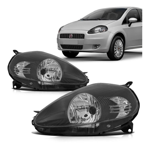 Par Farol Fiat Punto 07 08 2009 2010 2011 2012 Máscara Negra