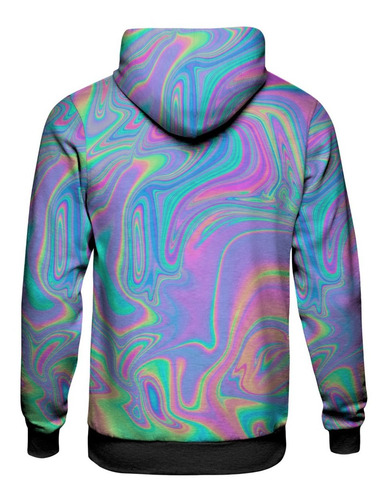 Imagem 2 de 2 de Blusa Moletom Capuz Efeito Holografico Swag Retro Tumblr