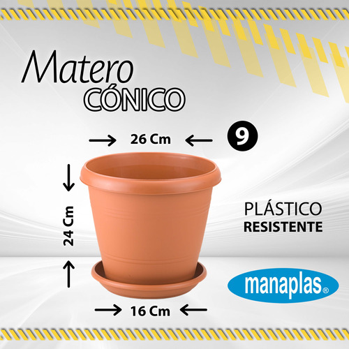 Matero Elegante Terracota C/plato Manaplas 26x24 #9 /*52540*