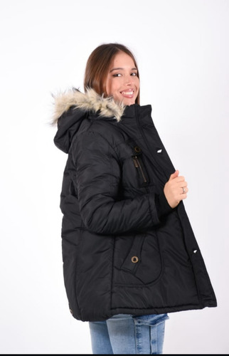 Camperon Impermeable Con Piel Y Capucha Desmontable