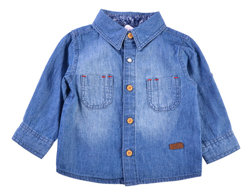 Camisa Mezclilla M/l  Bebe Niño Denim