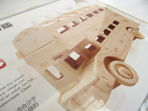 Imagen 6 de 6 de Regalo Rompecabezas Madera 3d Bus Armable Adultos Y Niños