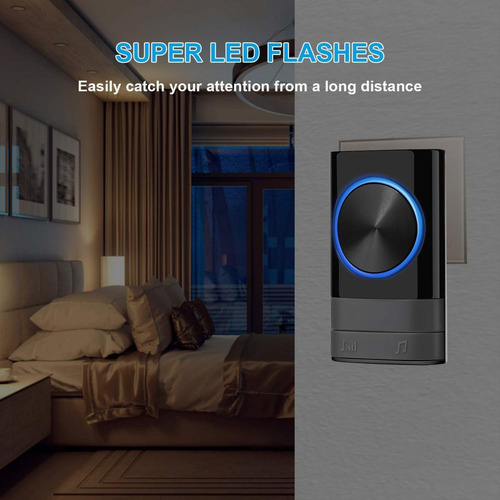 Timbre Inalámbrico Impermeable Con Luz Led 1 Transmiso 2 Rec