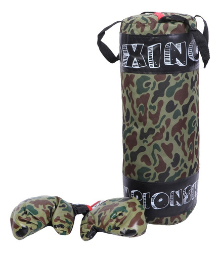Kit Boxeo Infantil-bolsa+guantes-set Boxeo Camuflado-juguete Color Verde