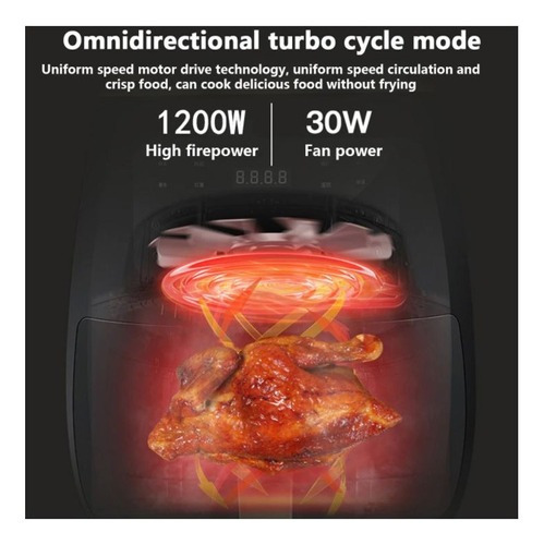 Horno Freidora De Aire Electrica 6l 2400w Airfryer Sin Aceit