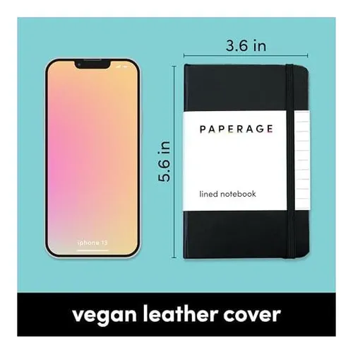 Libreta De Bolsillo Con Rayas Paperage, 1 Paquete, (negro),
