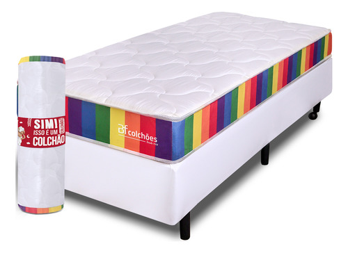 Cama Box Solteirão Com Colchão A Vácuo Ortopédico Espuma Certificada 97x203x51cm Bf Colchões