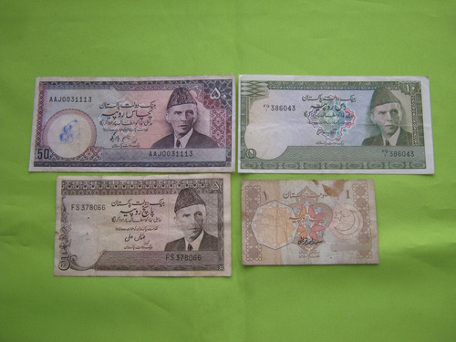 Lote De 4 Billetes Diferentes De Pakistán 