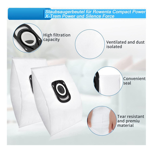 Bolsas De Aspiradora Para Rowenta Hygiene+ Zr200520 Zr200720