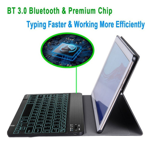 Funda Con Iluminado Teclado Ñ Para Tab A6 10.1 T580