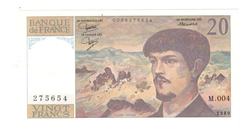 Billete Francia 20 Francos (1980) Claude Debussy