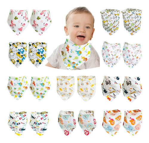 Baberos Impermeables Para Bebe Algodon Unisex 16 Piezas RBRO 16KOUSHUIJIN