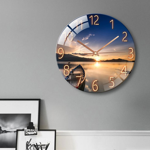 Moderno Paisaje De Silencioso Reloj De Pared Péndulo Sala