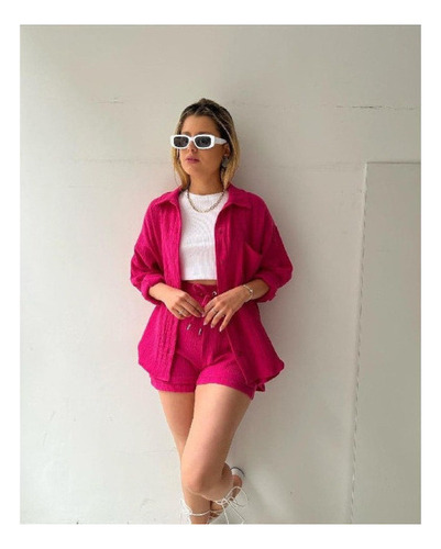 Conjunto De Camisa De Manga Larga Con Solapa Y Pantalón