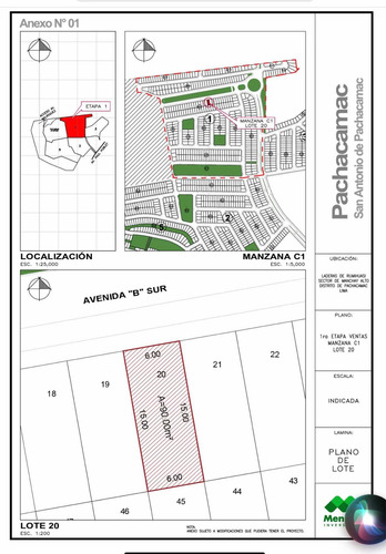 Imagen 2 de 12 de Terreno 90m2 -av. Principal- Urb. San Antonio De Pachacamac