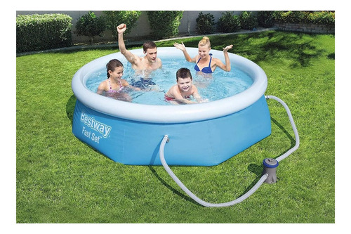 Imagen 2 de 2 de Alberca inflable redonda Bestway Fast Set 57267 de 2.44m x 66cm 2100L azul