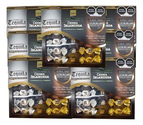 Chocolate Obscuro Relleno Sabor Licores Caja C/18 Pz Picard