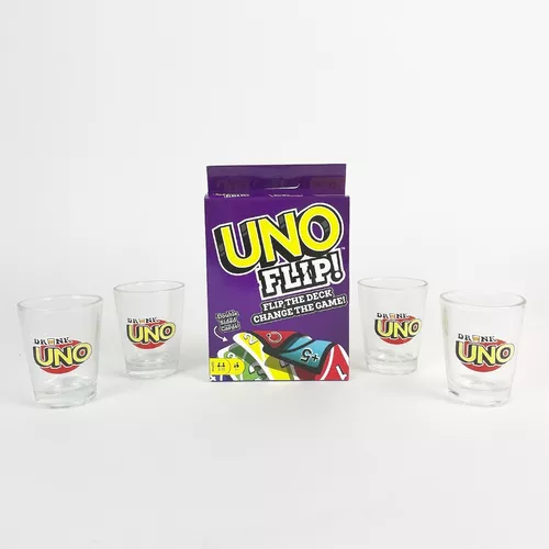 Juego de Cartas UNO Drink + 4 Vasos para Shot