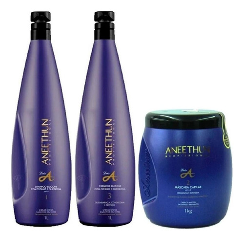 Kit Linha A Profissional Completo Aneethun 3 Produtos Litro