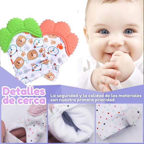 2 Guante Mordedera Suave Ajustable Silicona Bebe Dentición