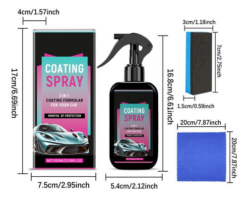 Set N Car Coating Spray Para El Cuidado Del Coche, Cerámica,