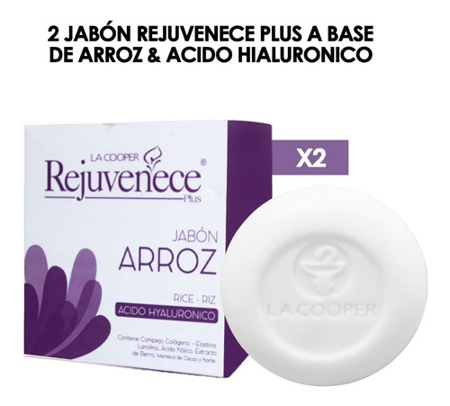 2 Jabón Rejuvenece Plus A Base De Arroz & Acido Hialuronico
