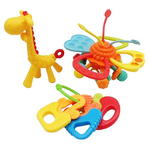 Baby Teething Toys, 3 Pack Soft Textures Sensory Teethi...