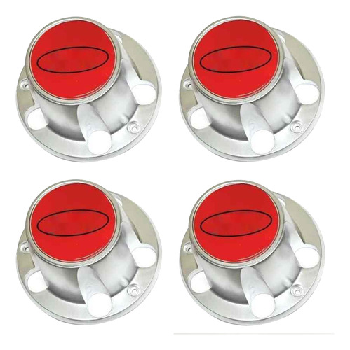 4 Tapones Copa Rin F-150 F-250 80-97 Gris Rojo 5/139