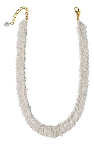 Collar De Borlas De Plata Tejida A Mano