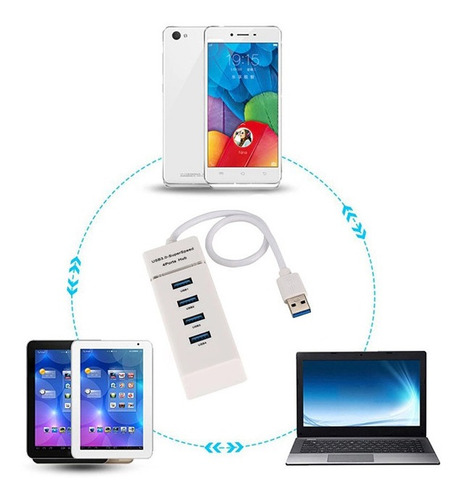 Imagen 6 de 6 de Hub 4 Puertos Usb 3.0 5gbps Mac - Pc - Win- Linux