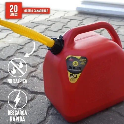 Bidón Combustible 20 L Rojo Pico Vertedor Homologado Driven