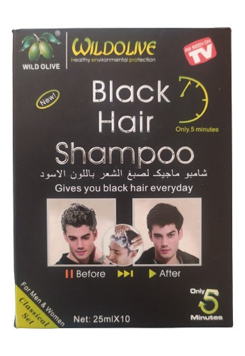10 Shampoo Tinte Cabello Canas Negro Wildolive Black Shampoo