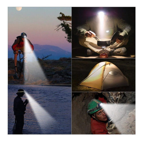 Imagen 6 de 10 de Linterna 1 Led Zoom Vincha Minero Cabeza Recargable Militar
