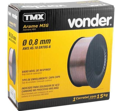 Arame Solda Mig/mag 0.8mm Rolo 15kg Carretel Vonder Uso Gas