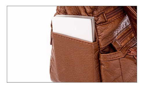 Imagen 10 de 10 de Bolso Bandolera Mujer Piel Suave Impermeable