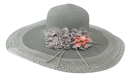 Sombrero Playero Protección Solar Para Mujer Amplio Gris Oscuro Único