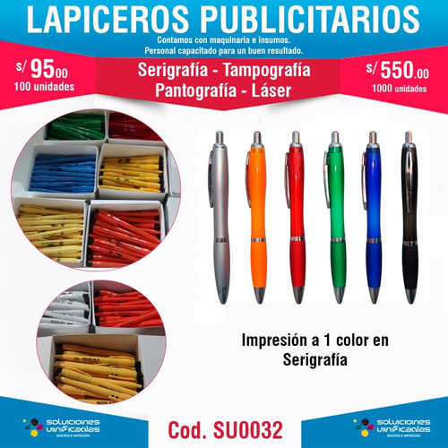 Lapiceros Publicitarios De Plástico - Cod Su0032