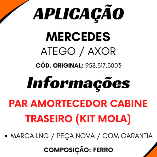 Kit Mola Amortecedor Traseiro Cabine Mb Atego Axor Par