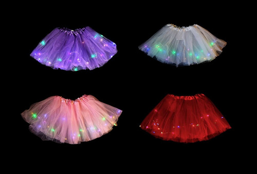 Imagen 3 de 4 de Pollera Tutu Luminosa Led Cotillon Princesa Disfraz Colores
