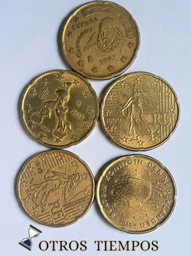 Lote De 5 Monedas De 20 Centavos De Euro