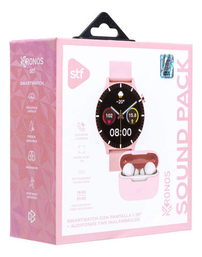 Kit Smartwatch Kronos Sound 1.38'' + Audífonos Tws Stf