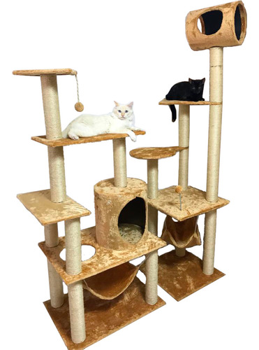 Arranhador Gato Harem + Castelo Premium Resistente Cor Bege