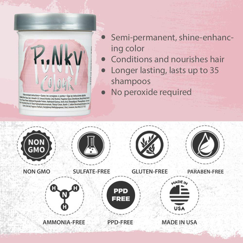 Tinte De Pelo Punky Cotton Candy Semipermanente, 100 Ml