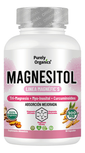 Magnesitol. Magnesio + Inositol 90 Cápsulas Sin sabor. Purely Organics.